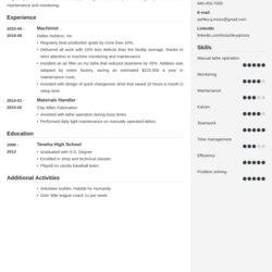 Machinist Resume Sample Guide Examples Example Cubic Template