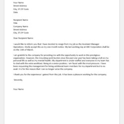 Great Sample Resignation Letter Due To Health Reason Collection Work Pressure