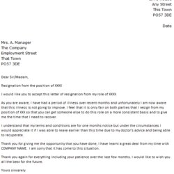 Fantastic Due To Illness Resignation Letter Example Template Leave