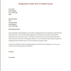 High Quality Resignation Letter Due To Health Issues Job