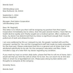 Resignation Letter Template Health Reasons The Modern Rules Of Due Stress Immediate Condition Word Job