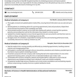 Fantastic Medical Scheduler Resume Example And Writing Guide Template Cormorant
