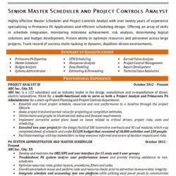 Superlative Master Scheduler Resume Example Project Controls Analyst Resource
