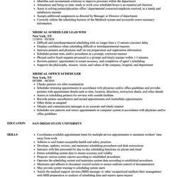 Appointment Scheduler Resume Sample Medical