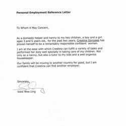 The Highest Standard Babysitter Letter Of Recommendation Latter Example Template Reference Caregiver Nanny