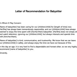 Eminent Writing Babysitter Reference Letter Examples Templates