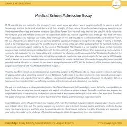 The Highest Quality Medical School Admission Essay Examples Admissions College
