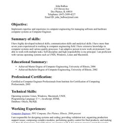 Sublime Resume Objective Examples Computer Engineer Example Good Professional Position Job Teaching General