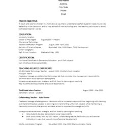 Experienced Teacher Resume Objective Templates At Template Main