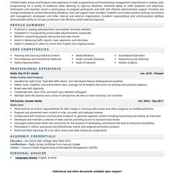 Sterling Radio Jockey And Producer Resume Examples Template With Job Winning
