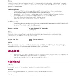 Out Of This World Music Producer Resume Example Guide And Template