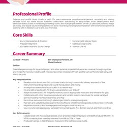 Exceptional Music Producer Resume Example Guide And Template