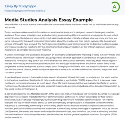 Superior Media Studies Analysis Essay Example