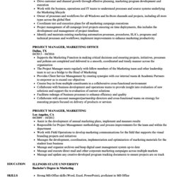 Marketing Project Manager Resume Best Examples Resumes Sample
