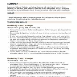 Marvelous Marketing Project Manager Resume Samples