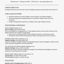 Sample Resume For Litigation Paralegal