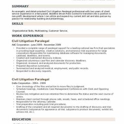 Preeminent Civil Litigation Paralegal Resume Samples