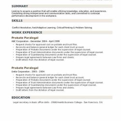 Perfect Probate Paralegal Resume Samples