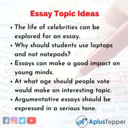 Legit Essay Topic Ideas Of For Students And Children In
