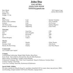 How To Prepare Your Acting And Auditions Database Resume Sample Template Experience Examples No