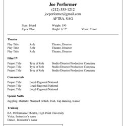 Great Free Acting Resume Templates Word Google Docs Template