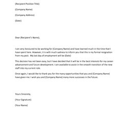 Superior Resignation Letter Template Of Templates For