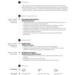 Excellent Manufacturing Engineer Resume Example Builder Image