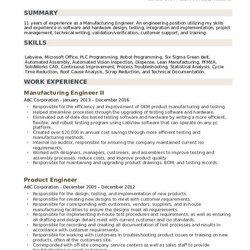 Legit Manufacturing Engineer Resume Samples Engineering Example Industry