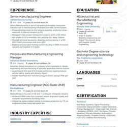 Superlative Manufacturing Engineer Resume Sample Technician