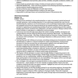 Superior Manufacturing Process Engineer Sample Resume Example Gallery