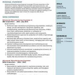 Admirable Advanced Manufacturing Engineer Resume Samples
