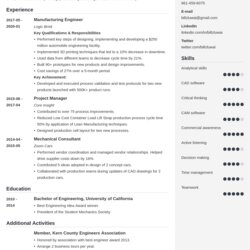 Wonderful Manufacturing Engineer Resume Examples For Example Template Cubic