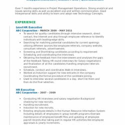 Matchless Hr Executive Resume Samples