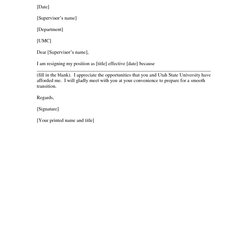High Quality Resignation Letter Template Of