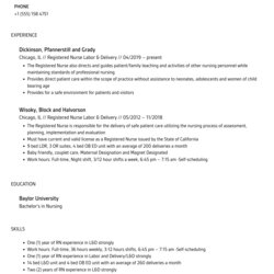 High Quality Labor And Delivery Nurse Resume Registered