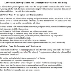 Labor And Delivery Nurse Job Description Save Moms Baby Room Surf Responsibilities