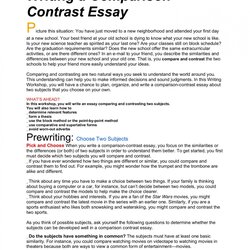 Marvelous Essay Example Compare Contrast Essays Comparison Grade Outline Thesis Format Template Conclusion