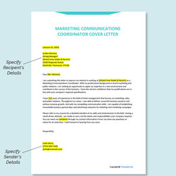 Eminent Free Marketing Communications Coordinator Cover Letter Template