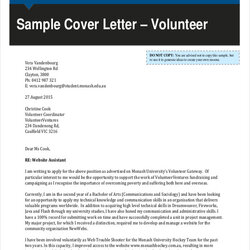 Free Sample Letter Templates In Volunteer Cover Letters