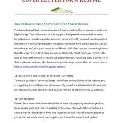 Cool How To Write Cover Letter For Resume Effective