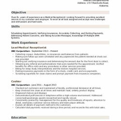 Very Good Medical Receptionist Resume Samples Service Representative Access Sample Example Office School