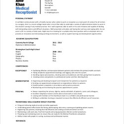 Free Sample Medical Receptionist Resume Templates In Ms Word Entry Level Format