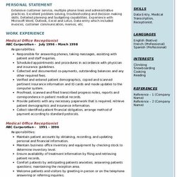 Wonderful Sample Resume Receptionist Doctors Medical Office