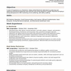 Out Of This World Machinist Resume Samples Build