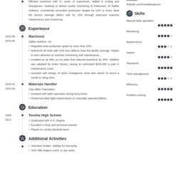 The Highest Quality Machinist Resume Sample Guide Examples Culinary Objectives Subscribers Example Template