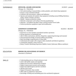 Perfect Machinist Resume Template