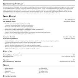 Exceptional Journeyman Machinist Resumes Rocket Resume Select Exquisite Template