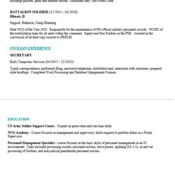 Military Resume Sample Own Only Resumes