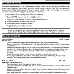 Worthy Military Resume Sample Free Template Professional Examples Business