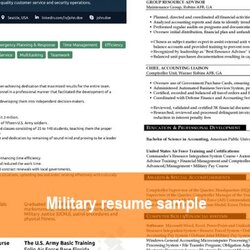 Terrific Military Resume Sample